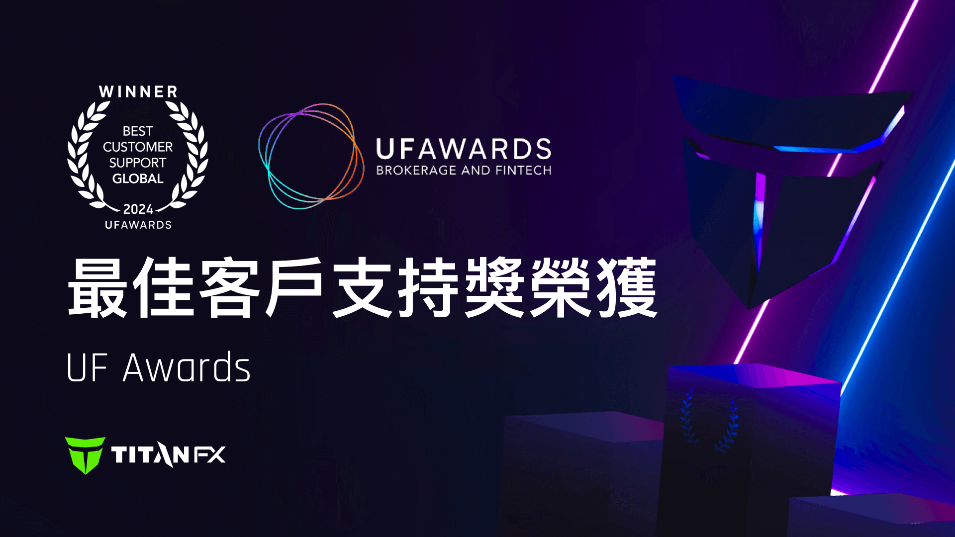 Titan FX 第三次榮獲 UF Awards 最佳客戶支持獎