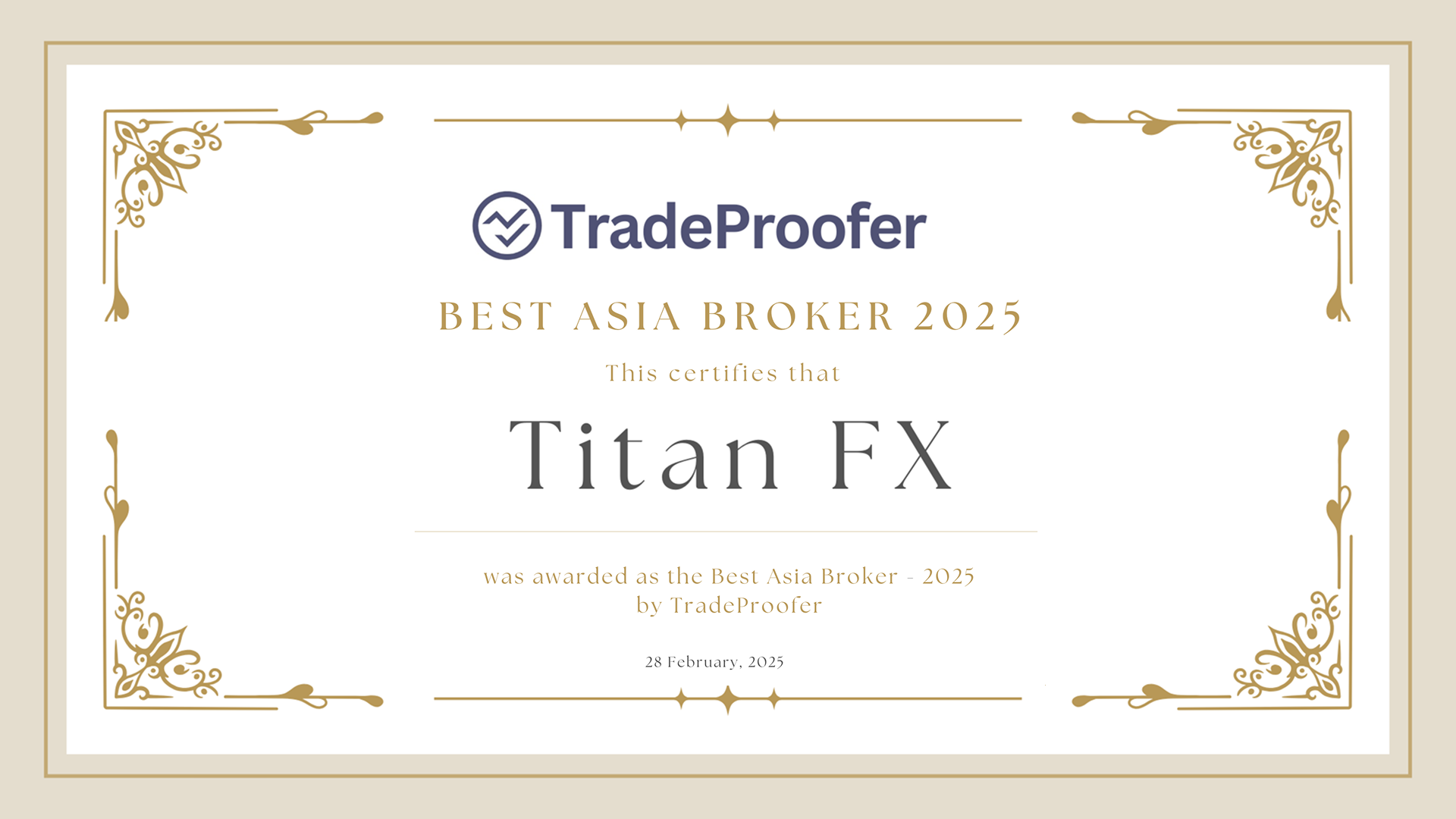 「TradeProofer Best Asia Broker 2025」を受賞